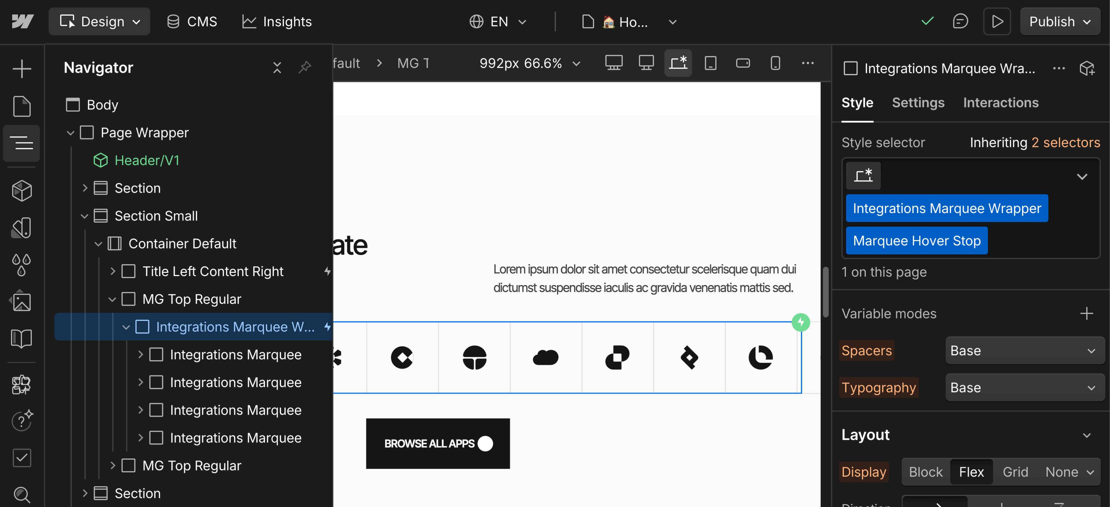 Marquee Wrapper Stop Right Structure - Quantum Webflow Template