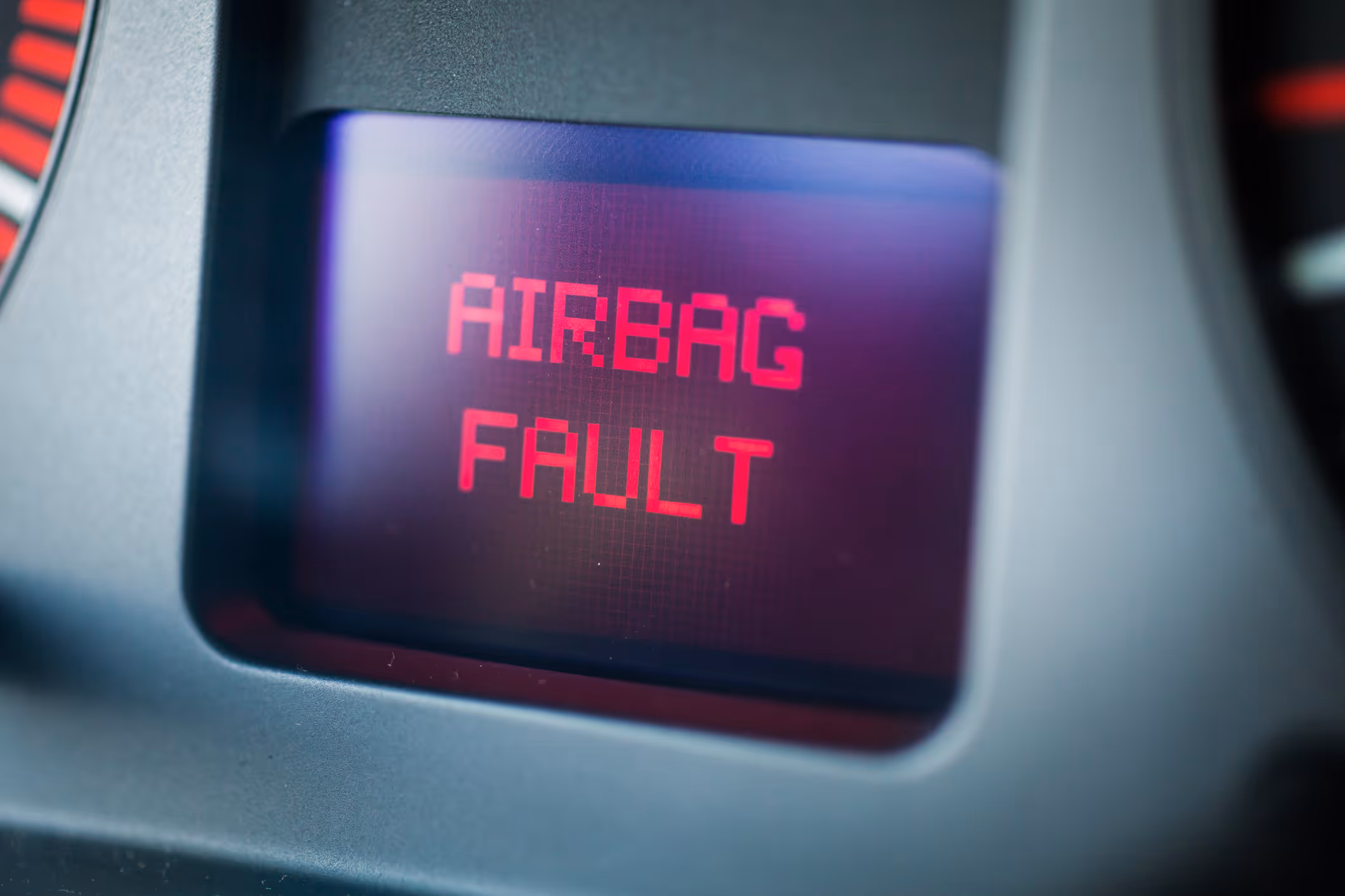 Airbag indicator displaying “Airbag Fault” message