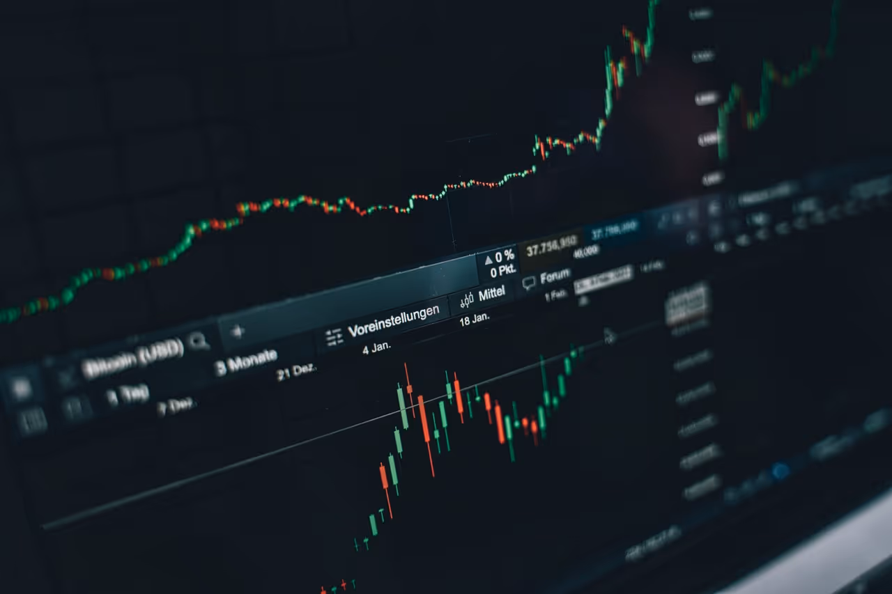 A crypto exchange chart seen on a computer screen