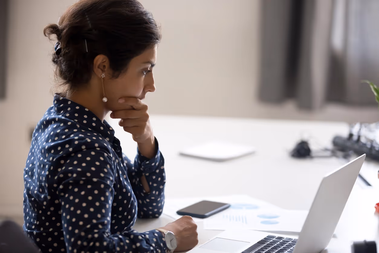 Woman at computer is focused on pixel and privacy issues