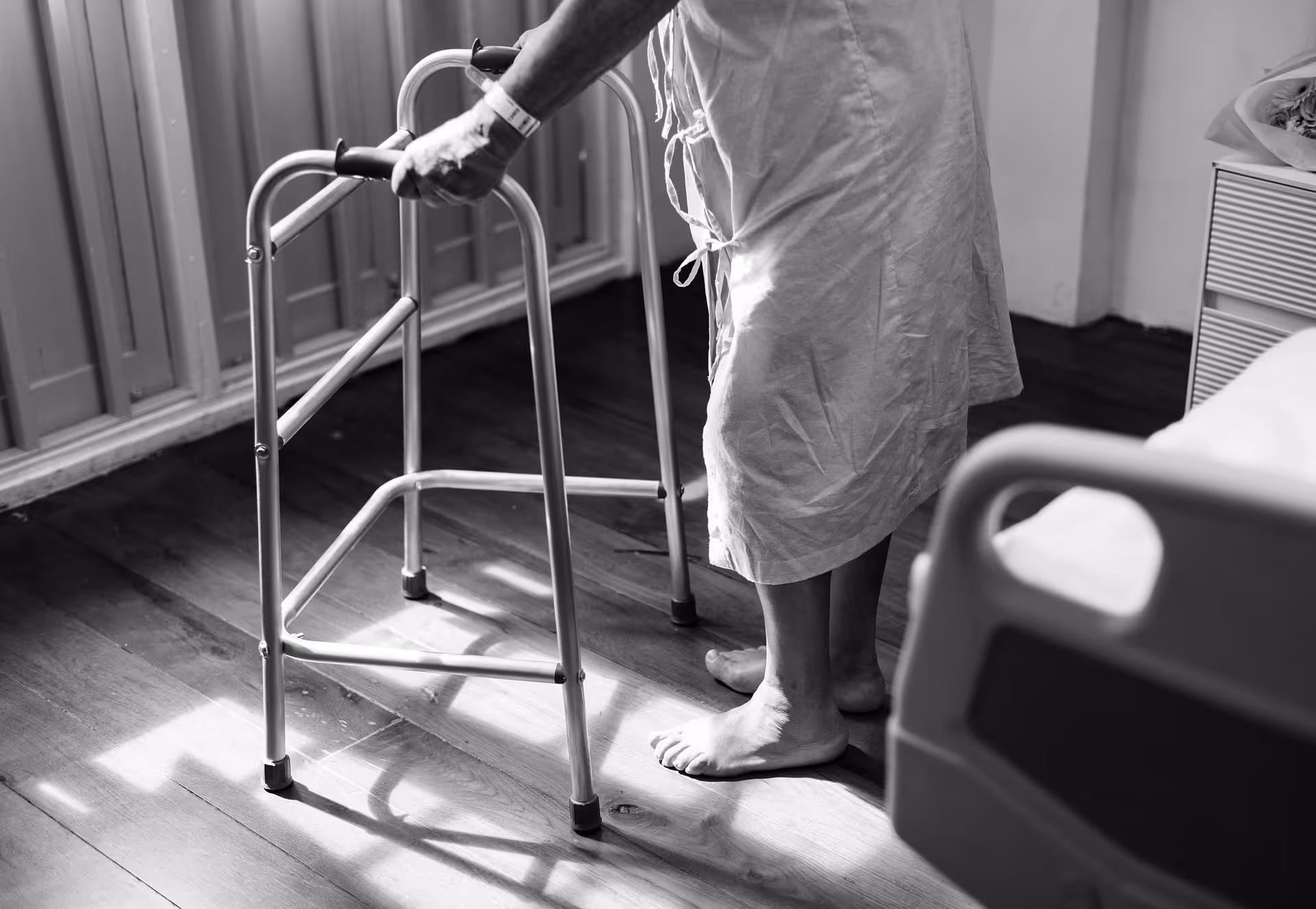 patient recovering after hip replacement surgery
