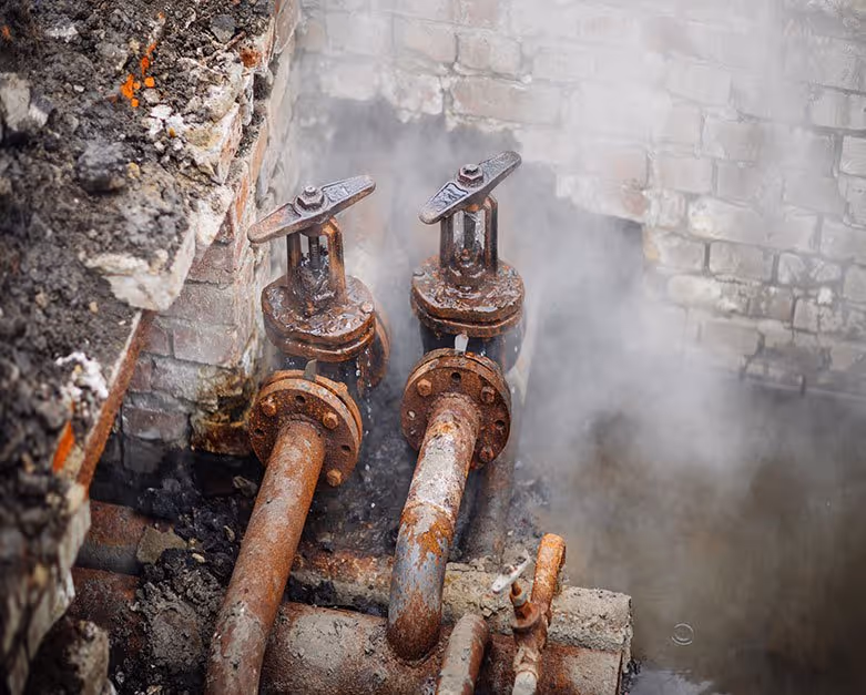water pipes steaming