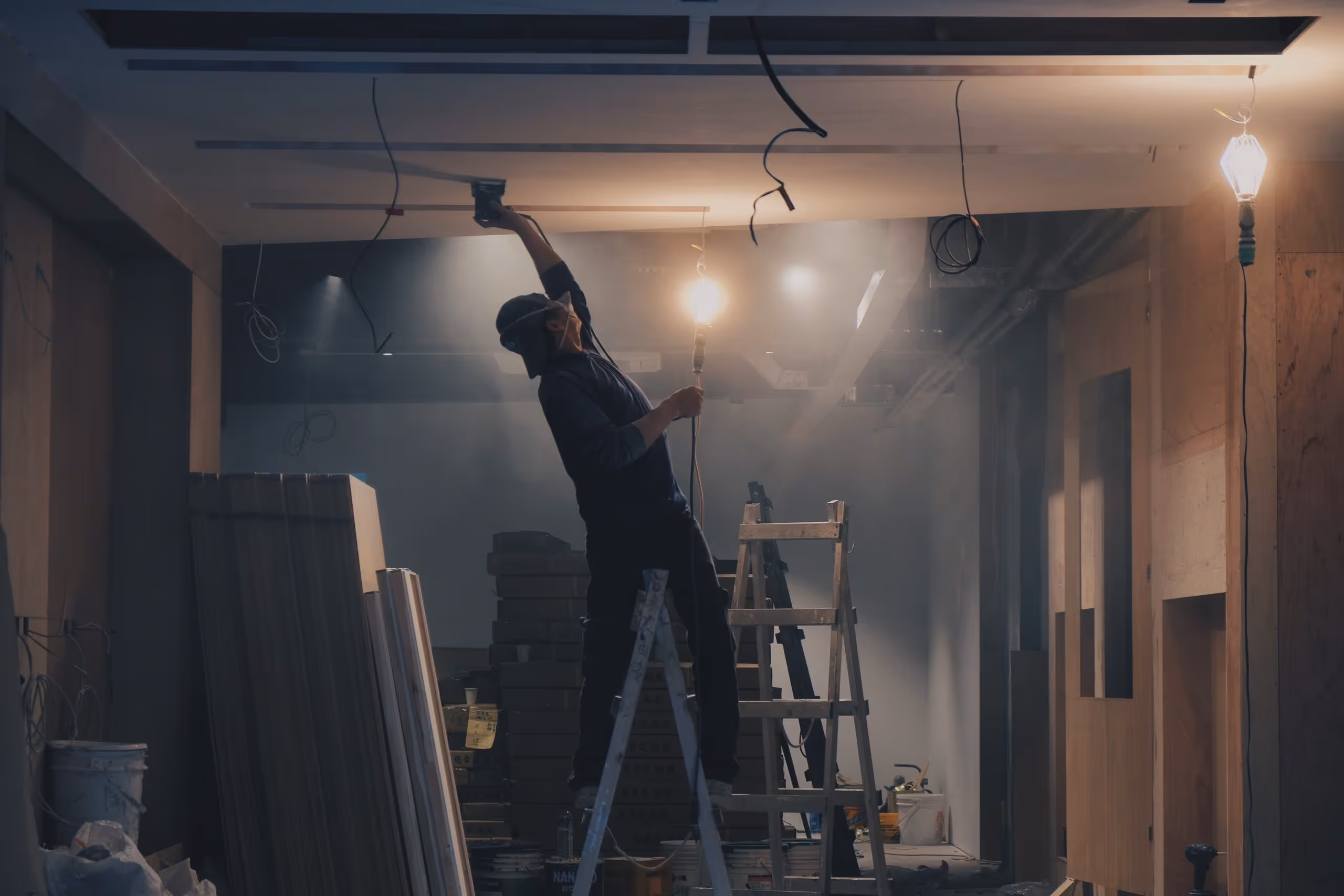 worker faced with ventilation hazards