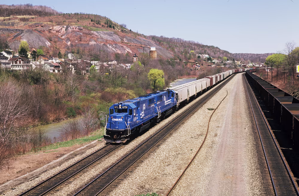 Conrail operated train on railroad tracks