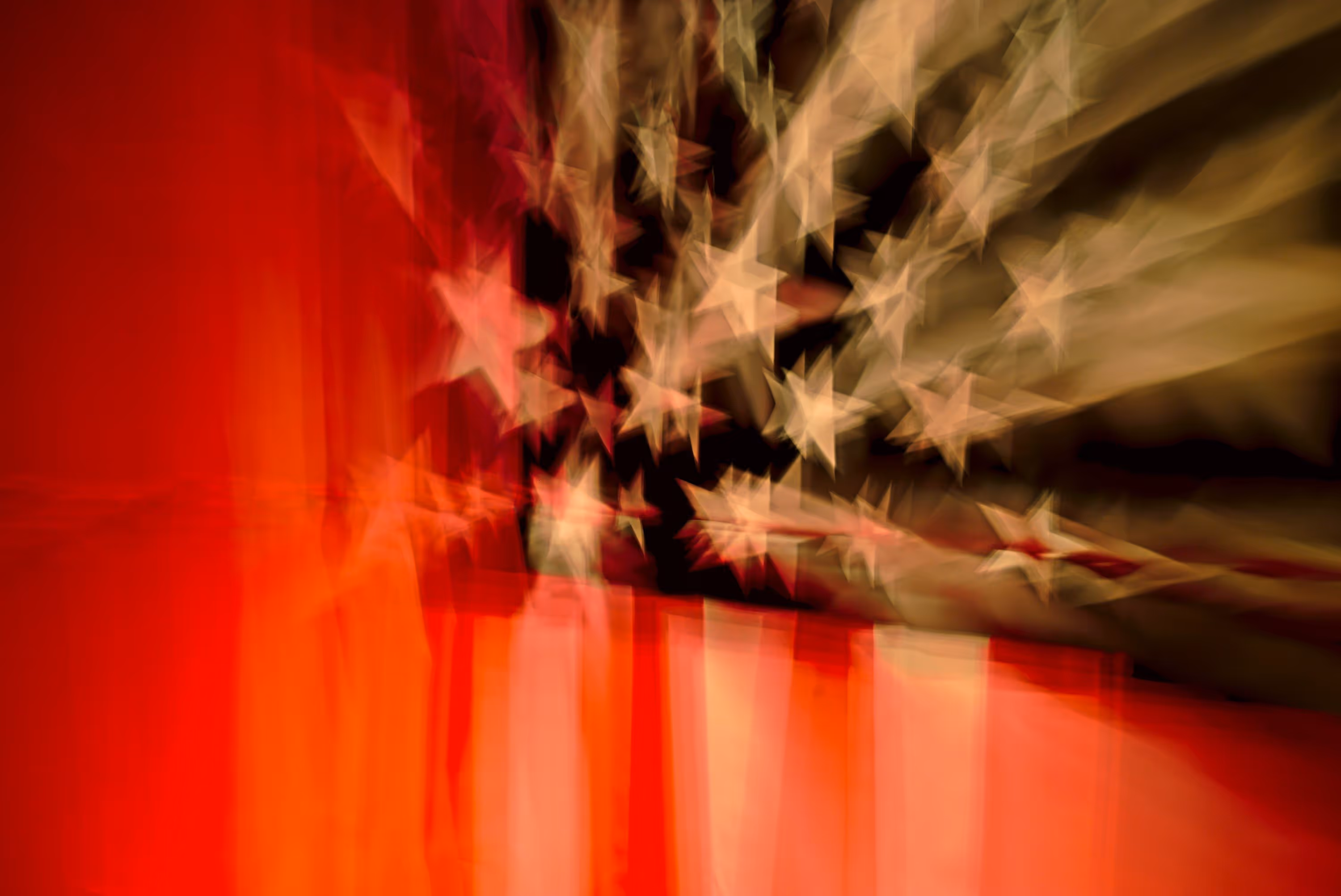 An abstract blurred image of an American flag