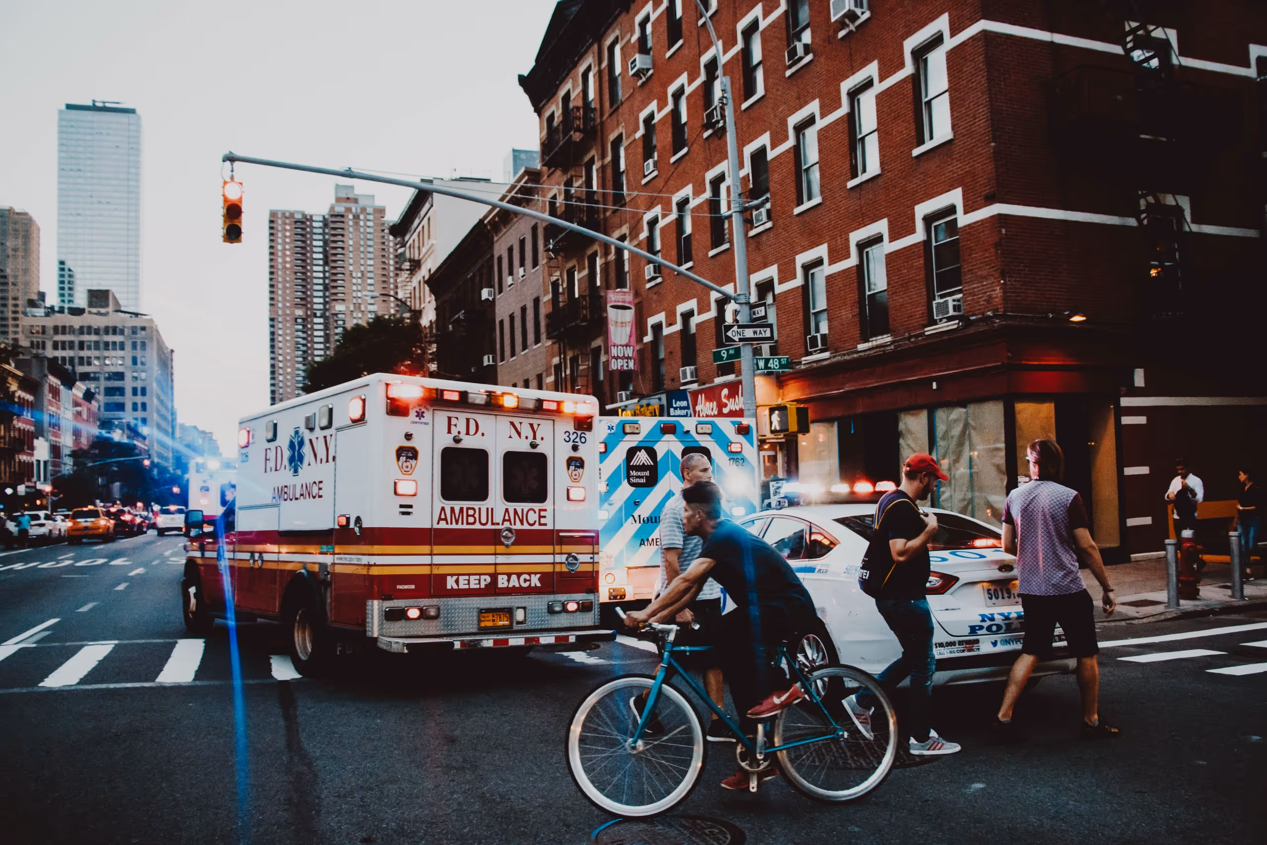 ambulance arriving after an accident