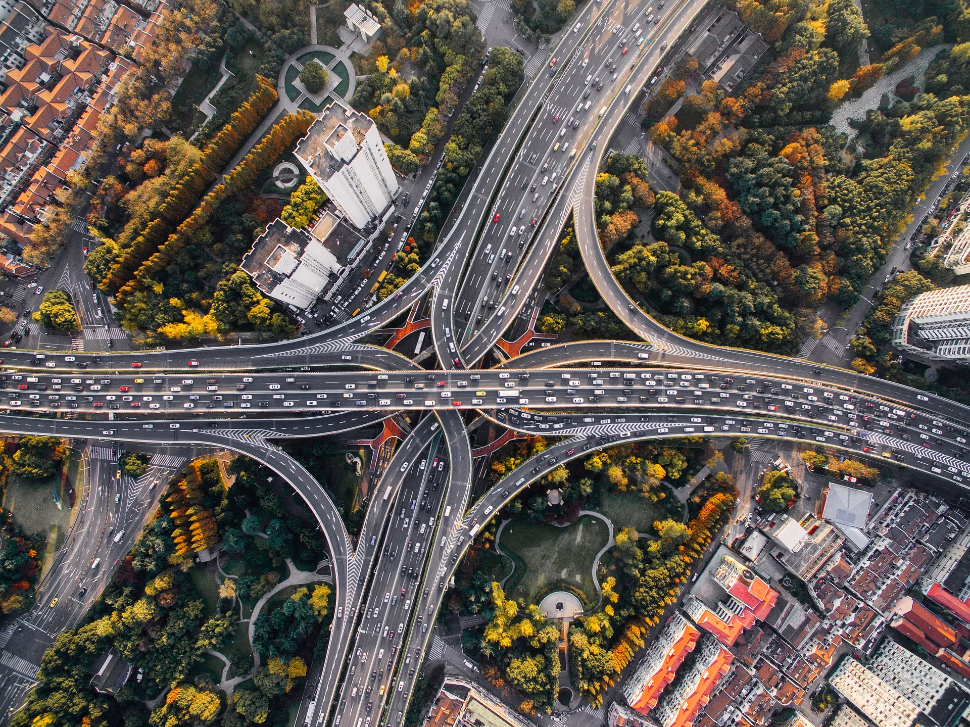 overhead view of roadway design