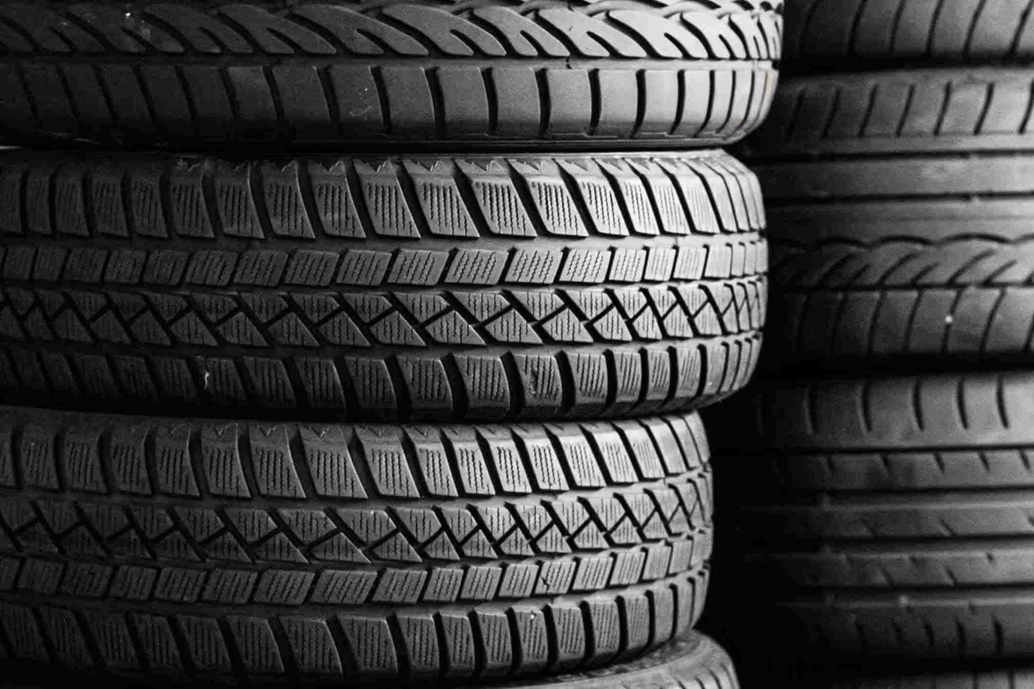 Stacks of rubber car tires