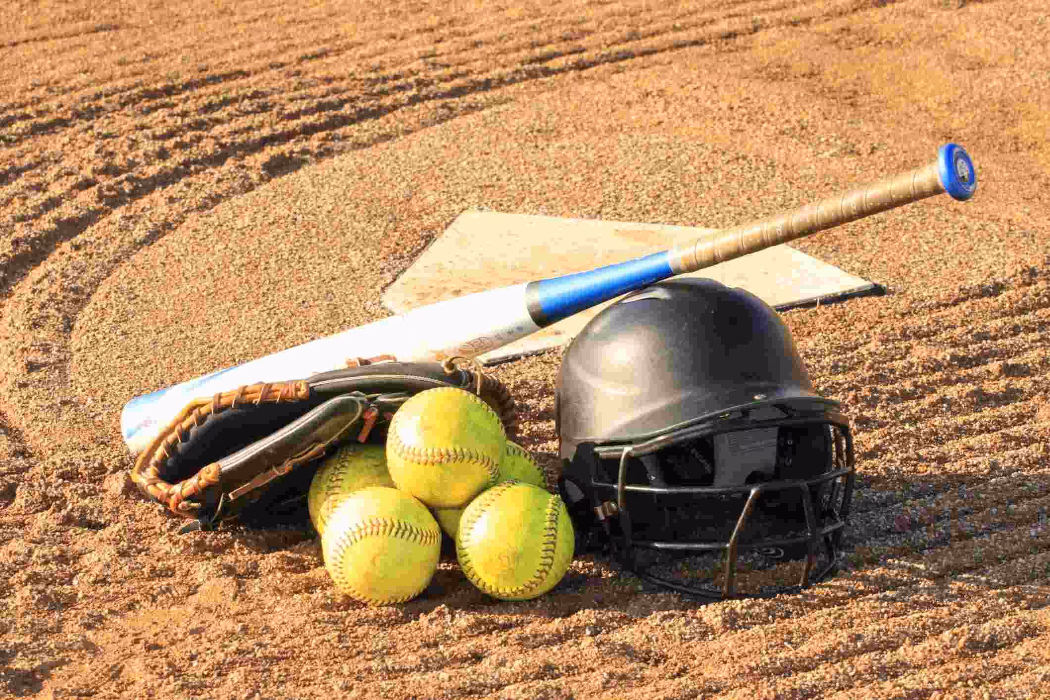 sports equipment on baseball field