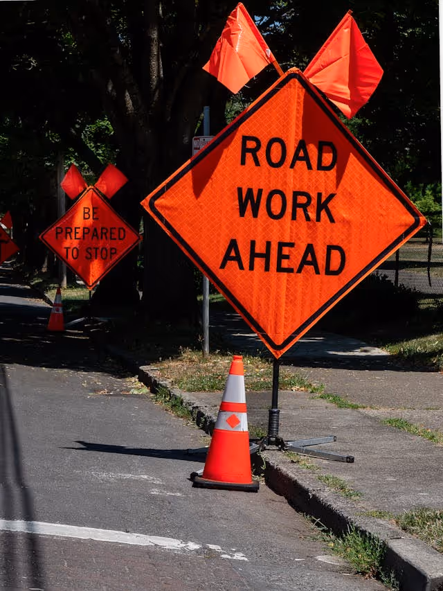 orange work zone sign