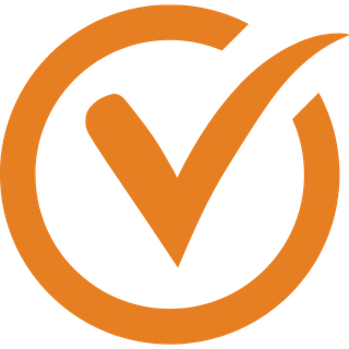 Orange checkmark inside an incomplete circle on a white background.