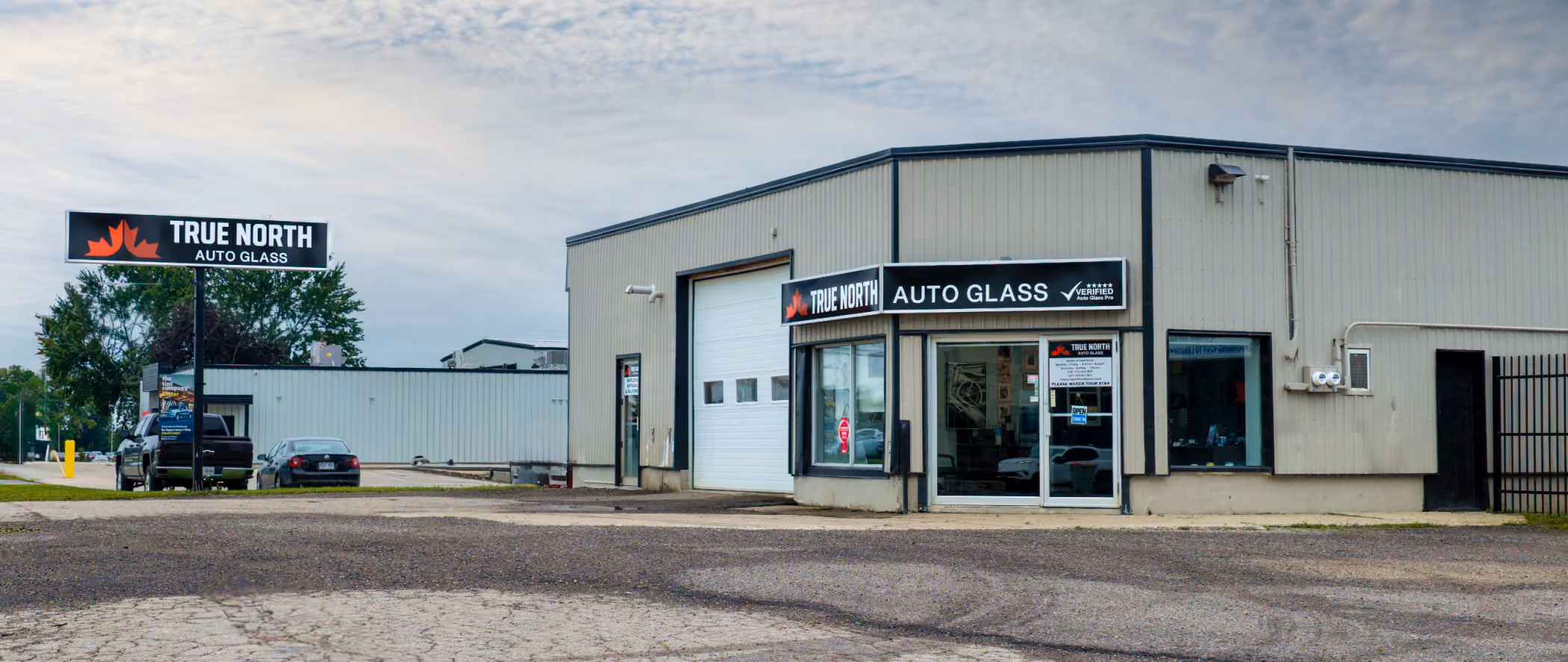 True North Auto Glass storefront on London Road in Exeter, Ontario