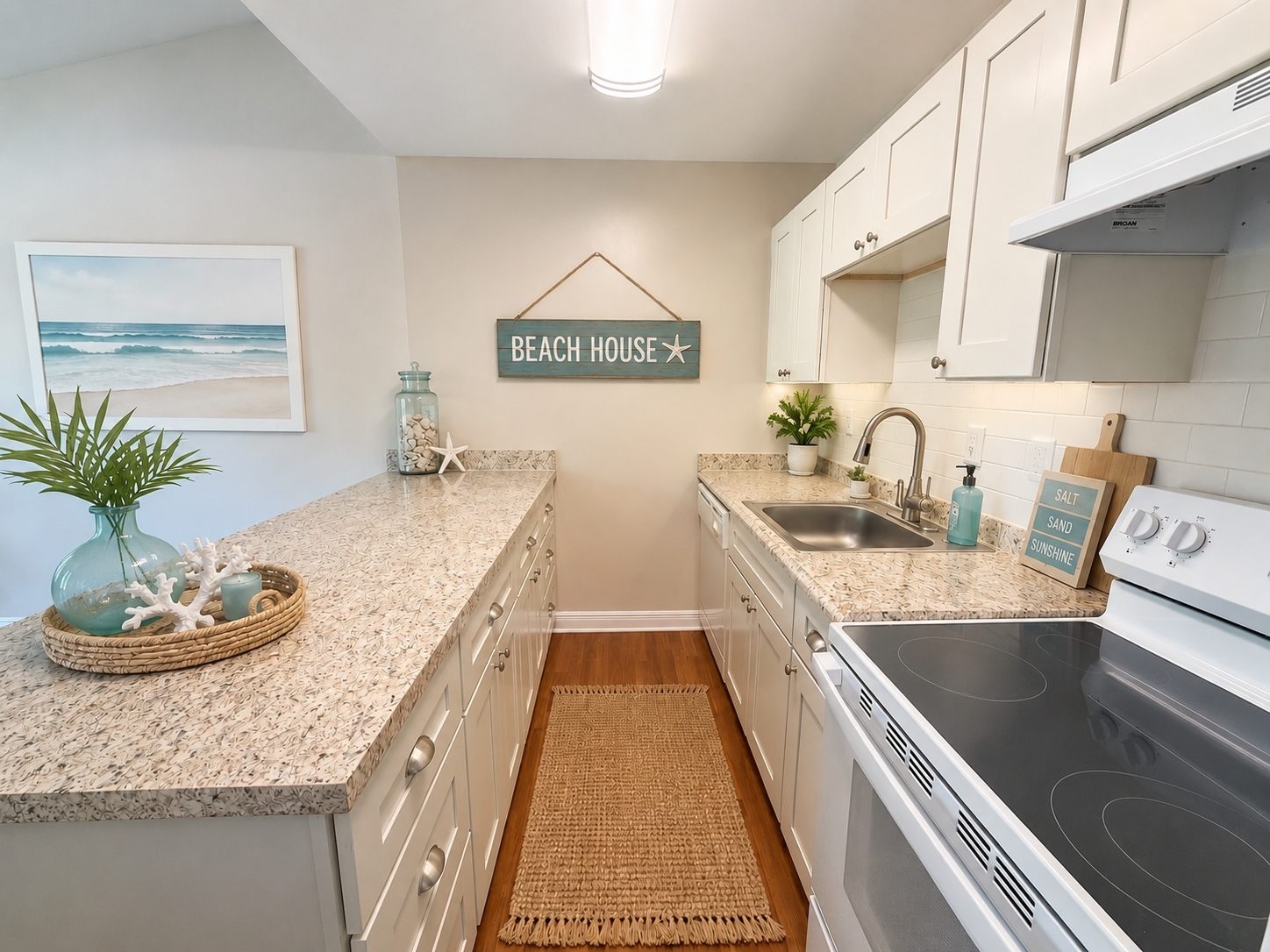 Kitchen with white cabinets