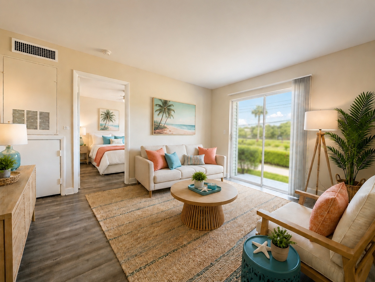 Living room with hardwood floors
