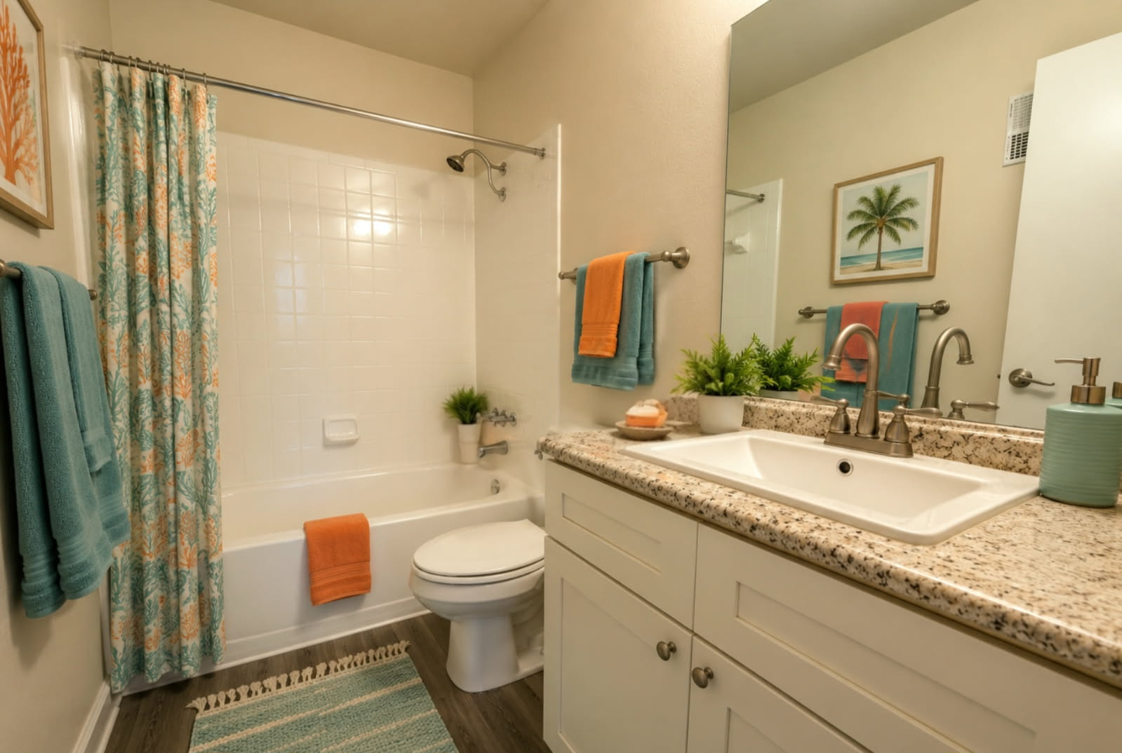 Bathroom with white cabinets