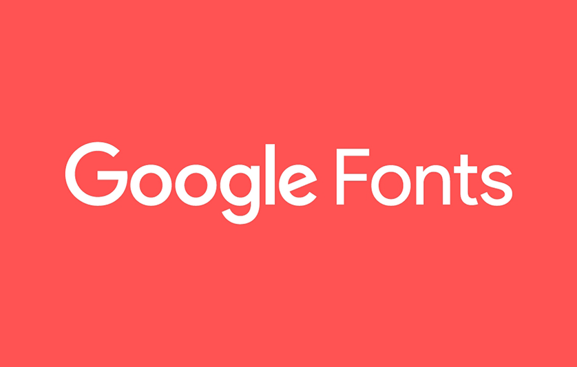 Google Fonts logo with white text on a red background.
