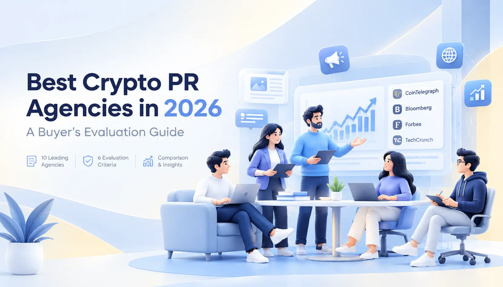 Comparison table of the 10 leading crypto PR agencies evaluated in this guide