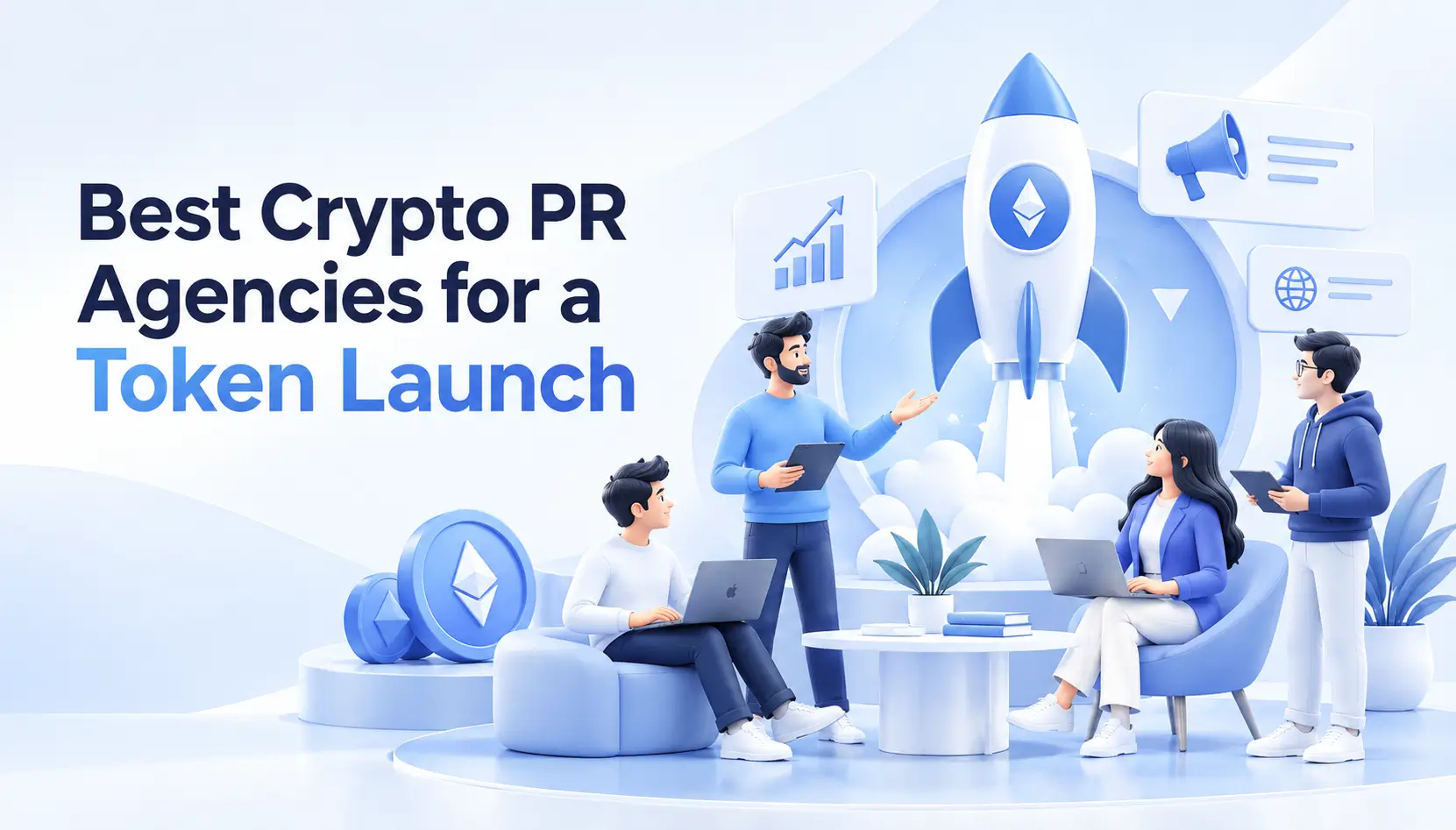 Three-phase token launch PR timeline covering pre-TGE narrative building, the launch window and post-listing momentum