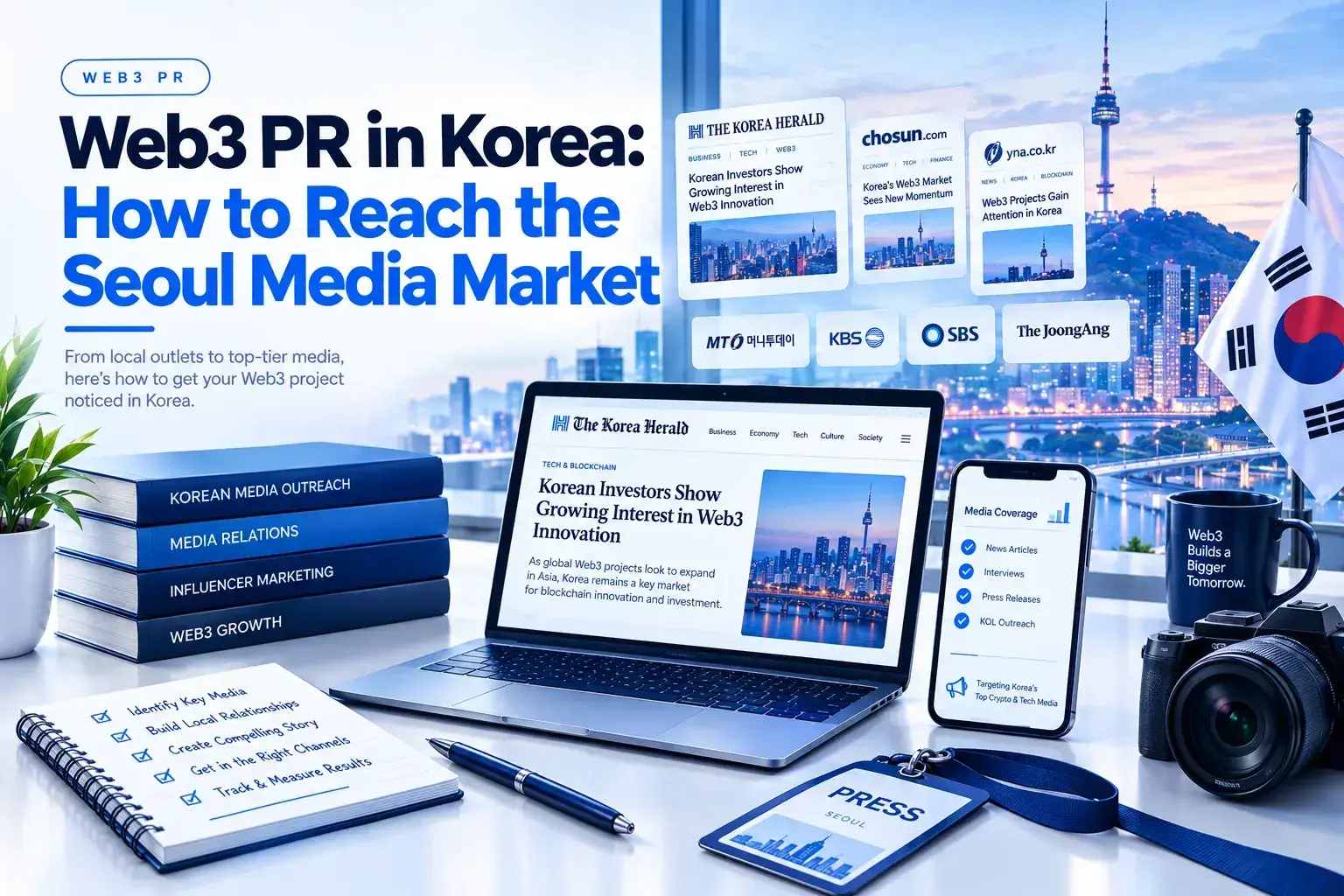 Groups of Korean crypto media outlets covering mainstream business dailies, crypto-native outlets, technology press and English-language Korea coverage