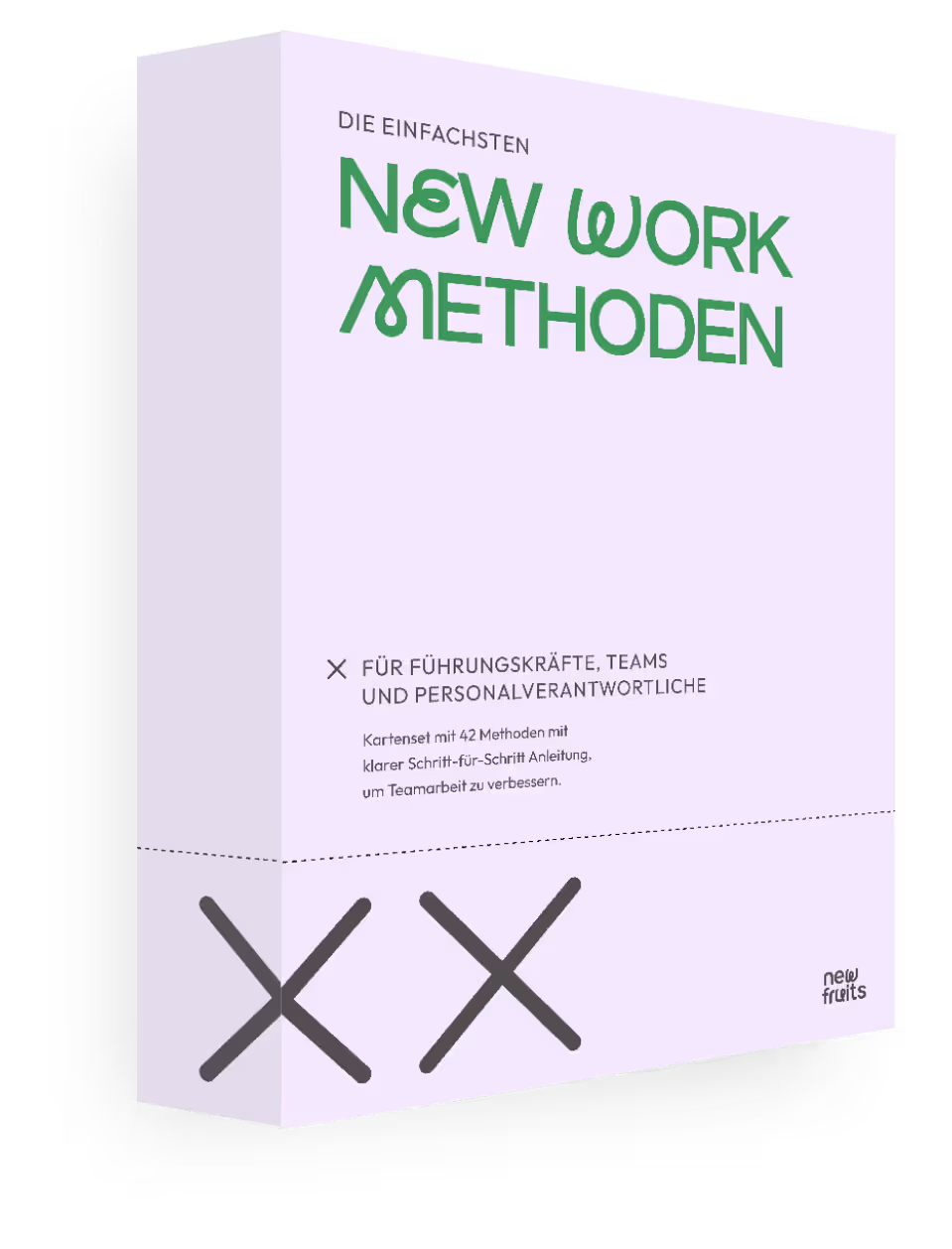 Fliederfarbene Box für New Work Methoden Kartenset