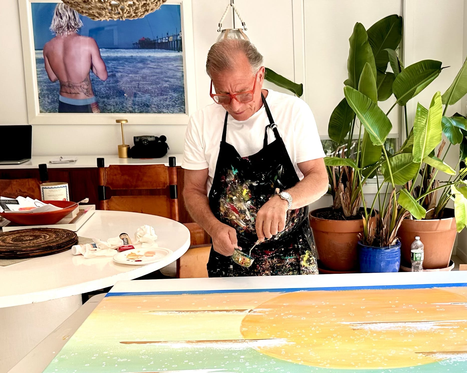 Ben mixing paint