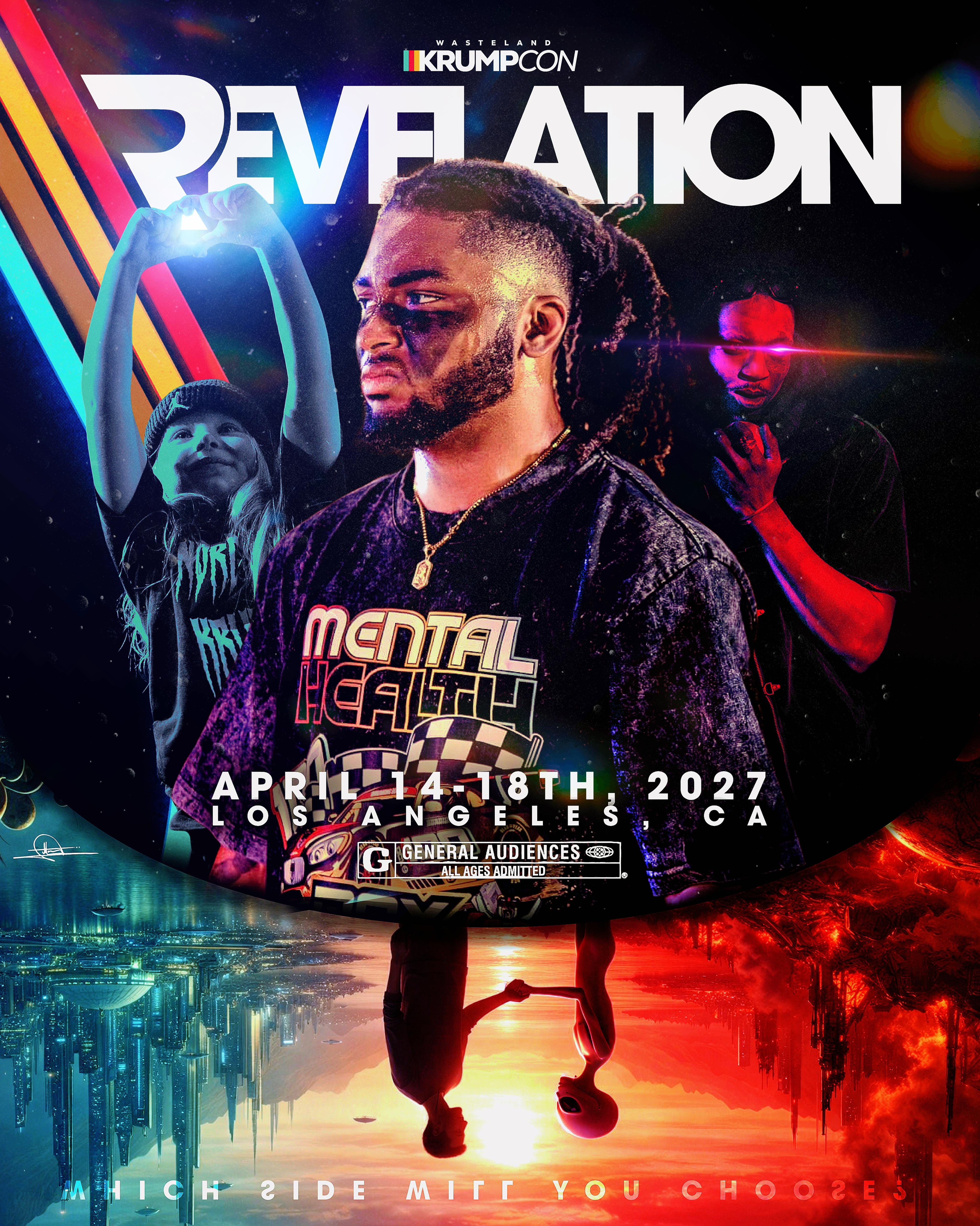 Man with glasses and braided hair squatting, wearing a light grey hoodie with colorful text and matching pants with black lettering.