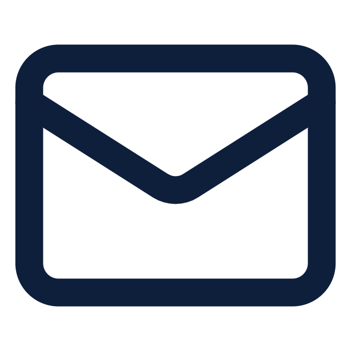 Dark blue outlined envelope icon on a transparent background representing email.