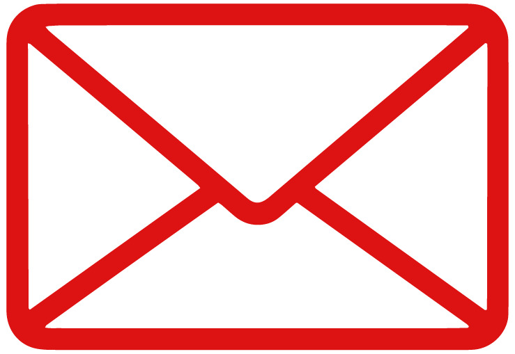 Red envelope icon representing email or messaging.