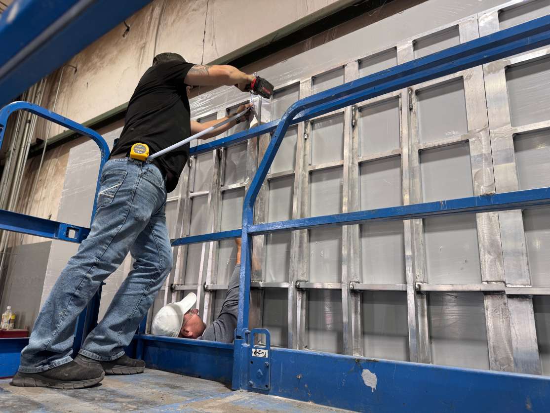 Cornerstone technician consturcting the Tru-frame Wall