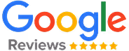 Google Reviews logo with five yellow stars underneath.