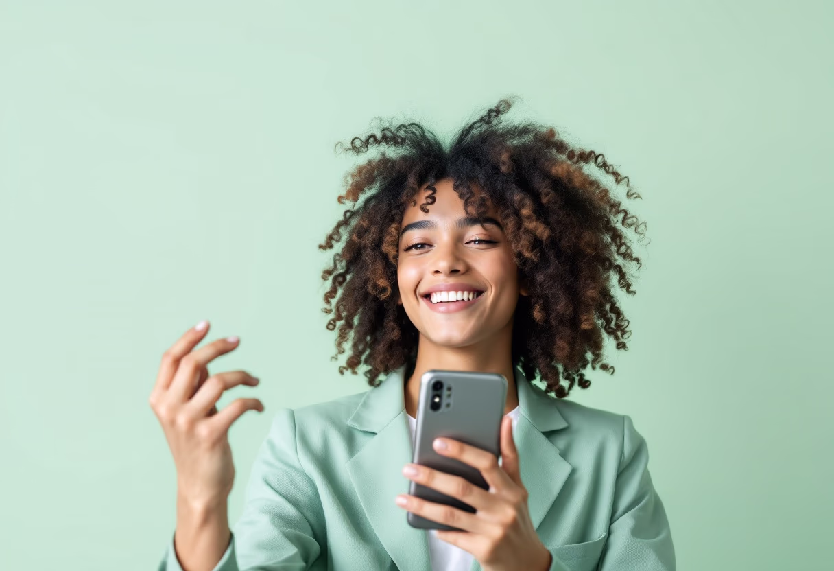 image of a person using a smartphone for a directtoconsumer electronics brand