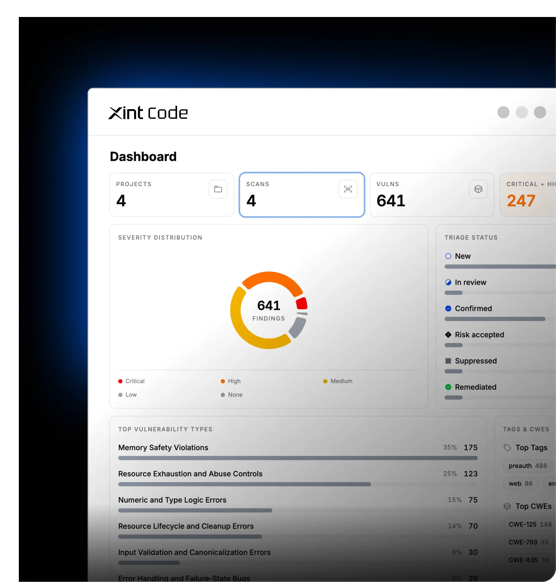 Xint Code dashboard