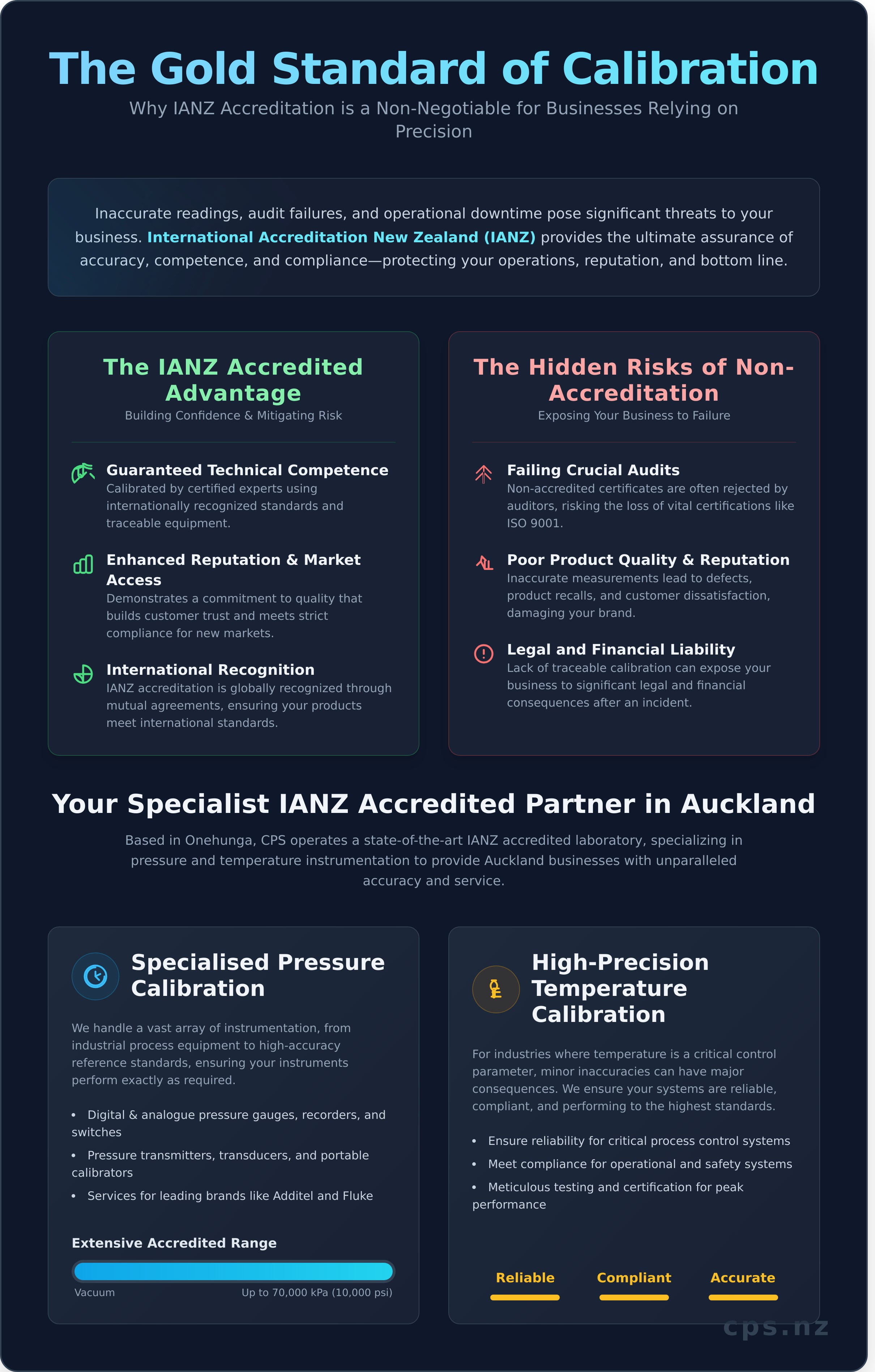 IANZ accredited calibration Auckland infographic - visual guide