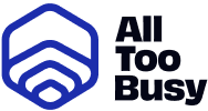 All Too Busy company logo with a geometric hexagon design.
