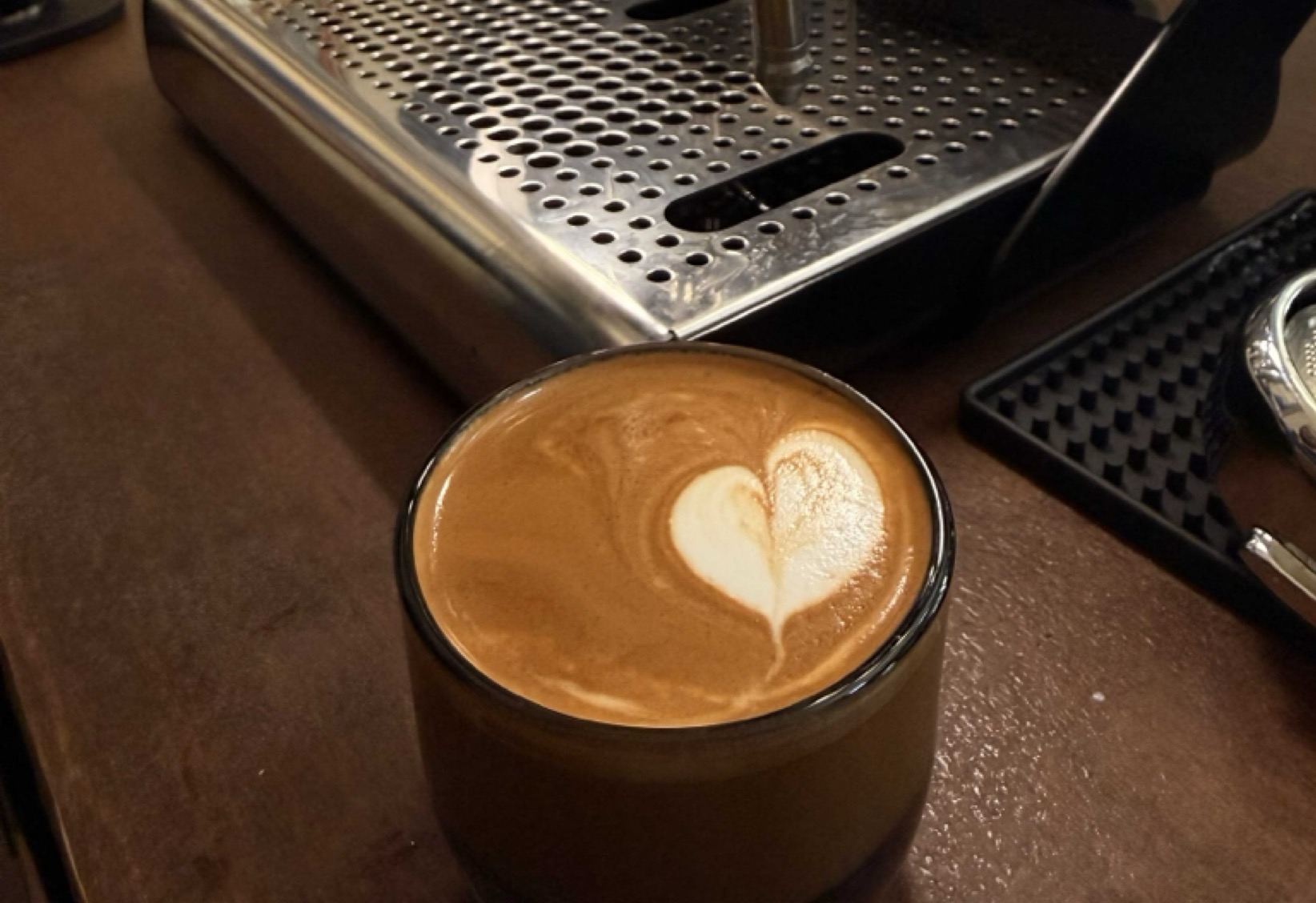 barista latte art at mobile coffee cart bridal shower