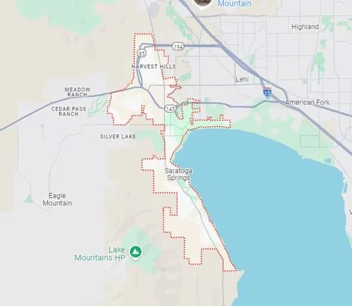 Map of Saratoga Springs, Utah showing the city boundary