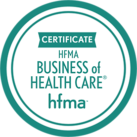HFMA Business of Health Care certificate badge with teal circular design
