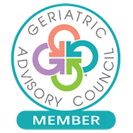 Geriatric Advisory Council member badge logo with colorful circular design