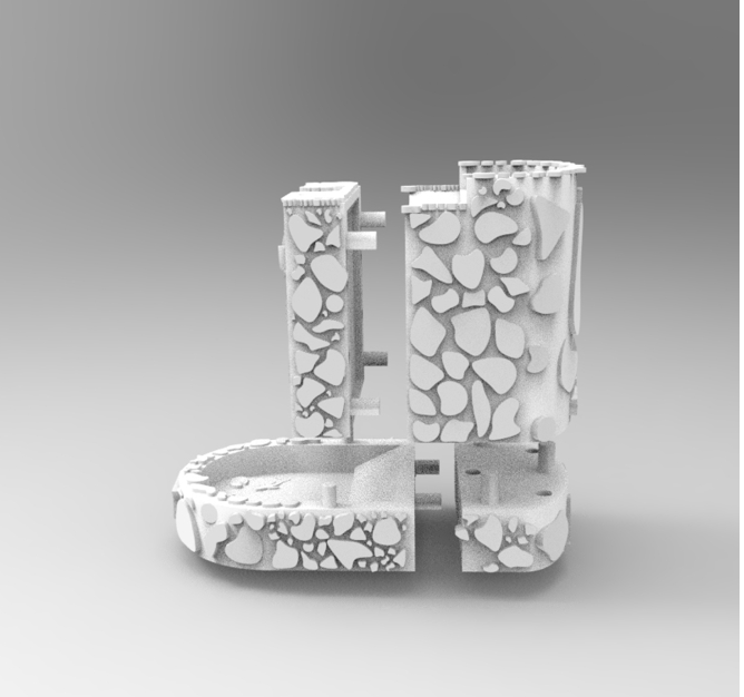 A black 3D model of the low fidelity Eye-R experience without a transparency. 