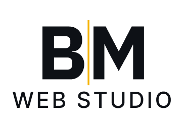 BM Web Studio logo with letters B and M separated by a vertical yellow line.
