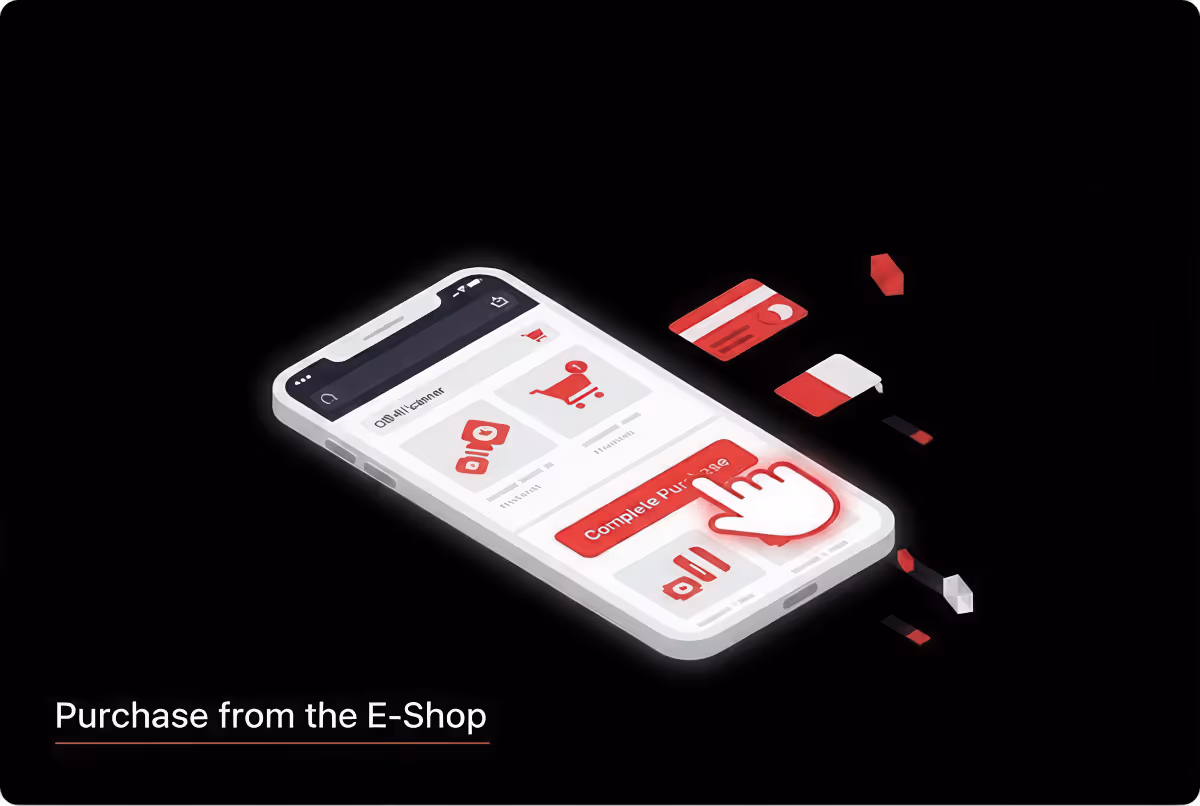 Mobile phone held in a hand. Activate your account online.