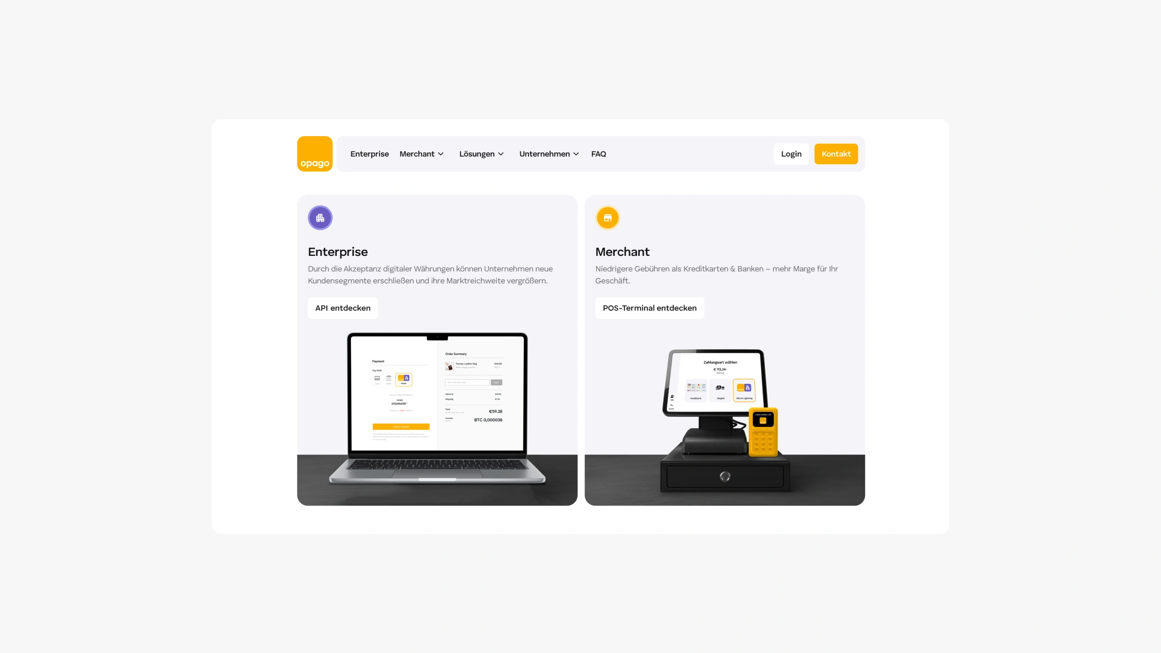 opago website sections