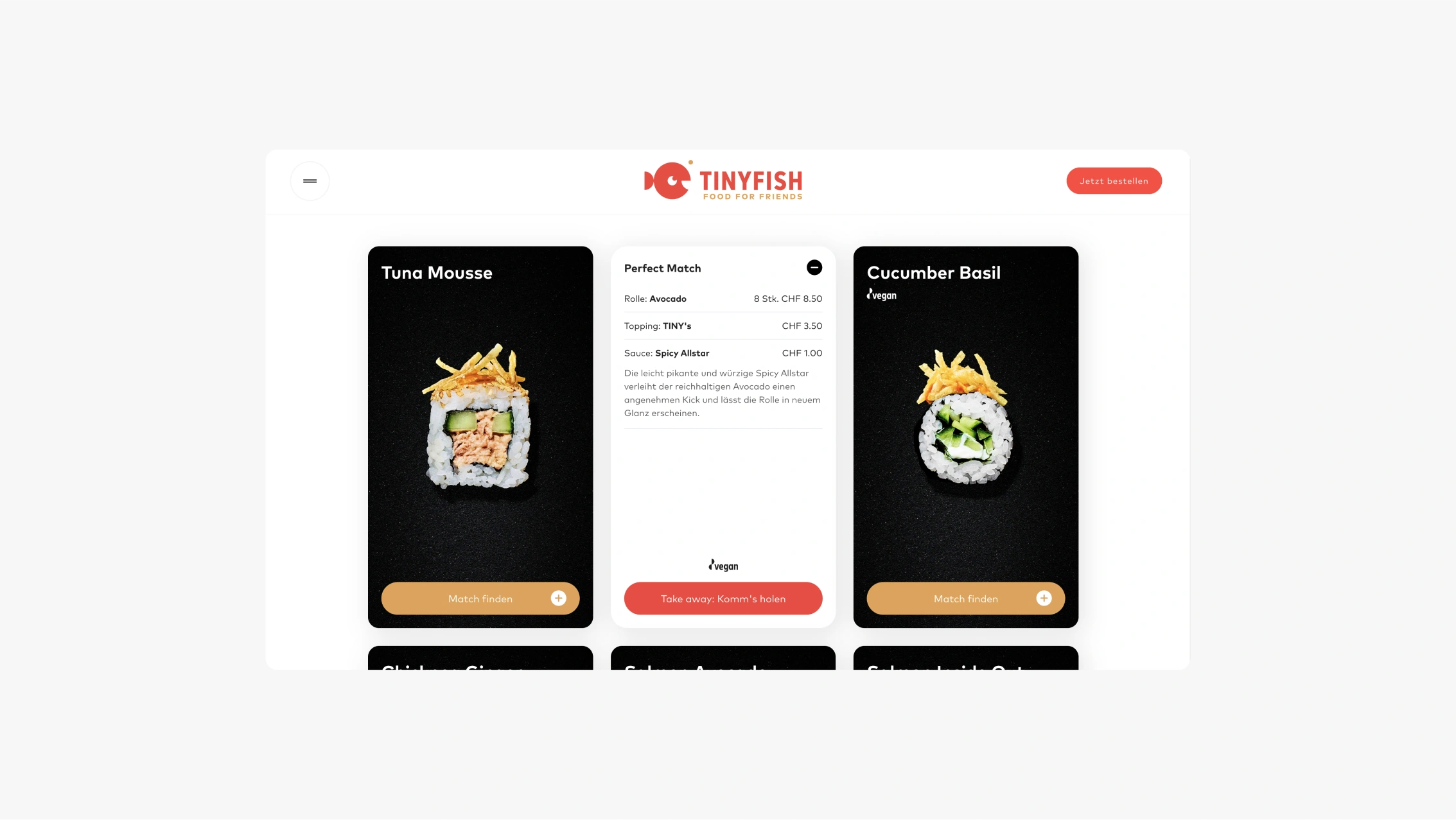 Tinyfish screen menu