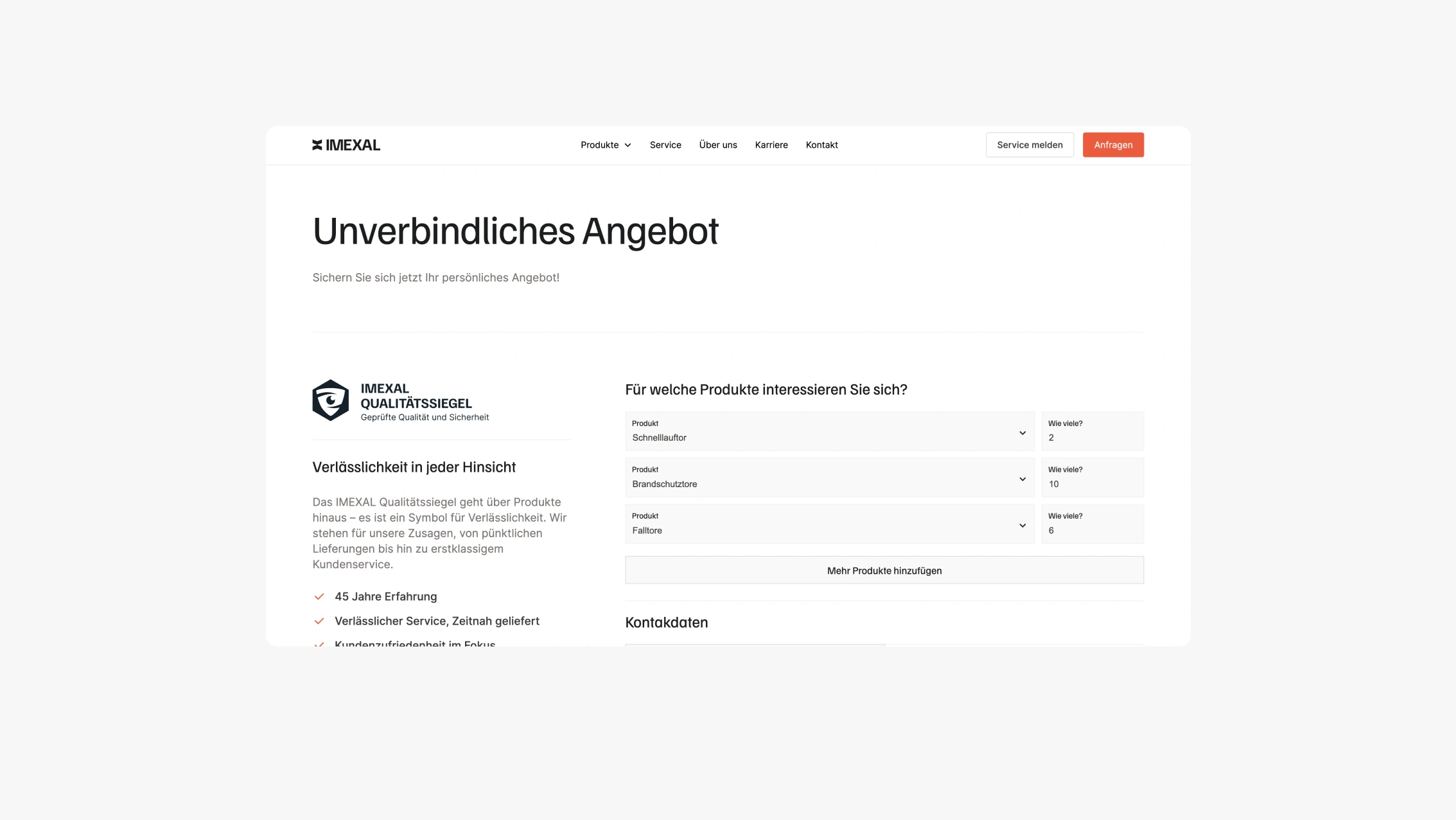 contact form
