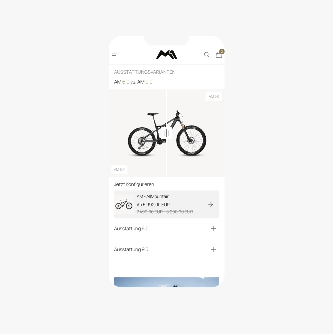 bike product screen mobile design ui/ux