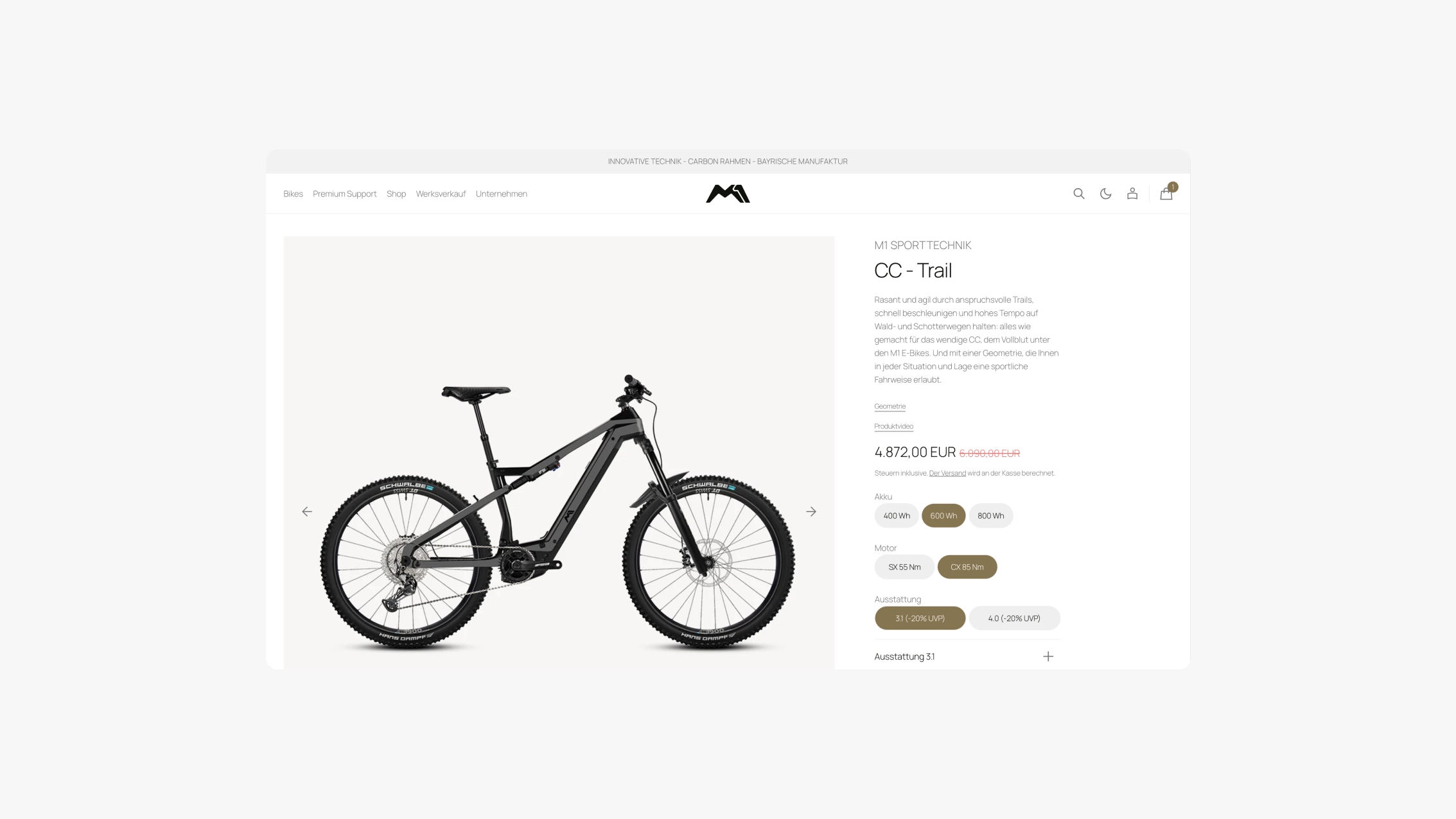 shopify webshop premium ebike