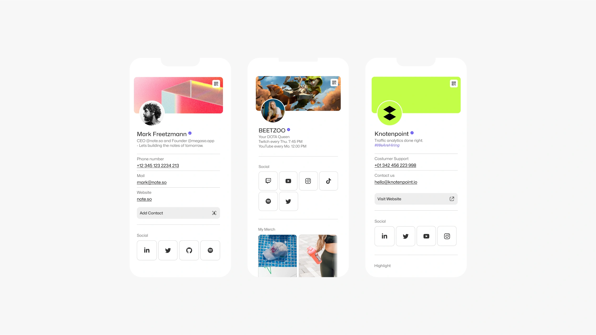 profyl.link mobile ui ux