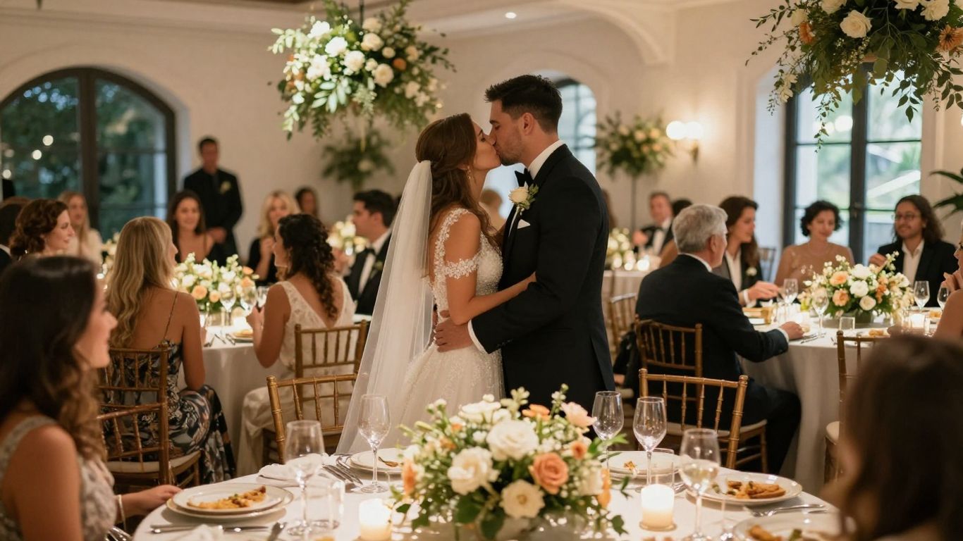 Bryllupslokaler i København med blomster og glade gæster.