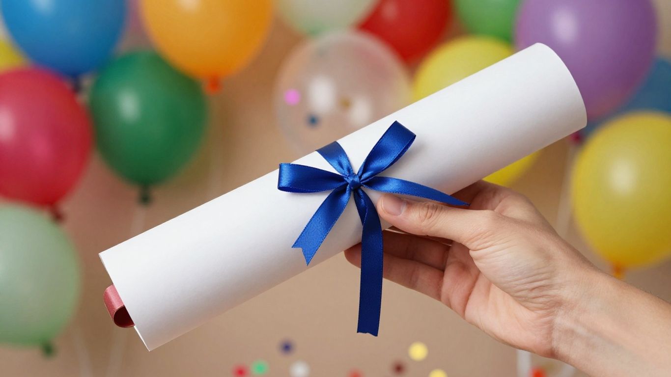 Personligt telegram til konfirmation med balloner og konfetti.