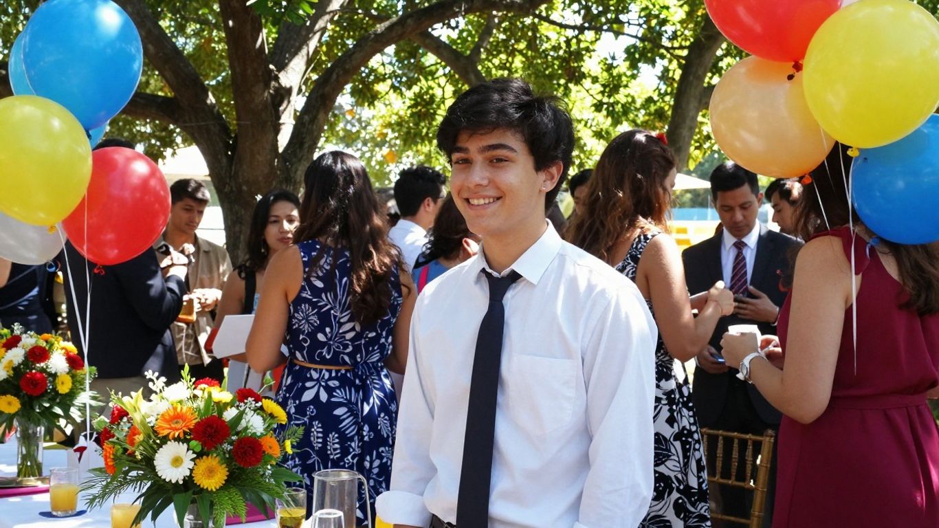 Konfirmationsfest med glade gæster og pynt.